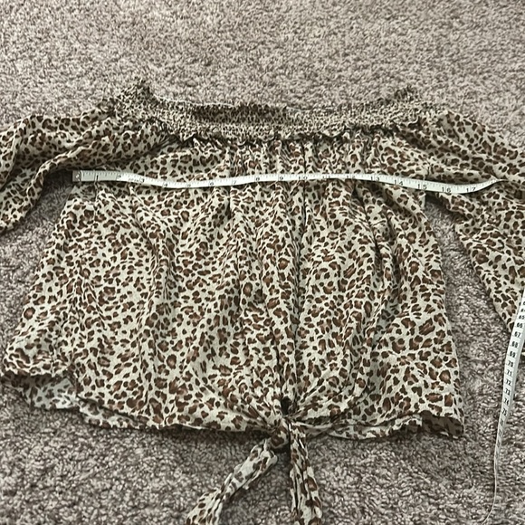 Free People Movement Cheetah Print Smocked Off Shoulder Blouse - Picture 7 of 11